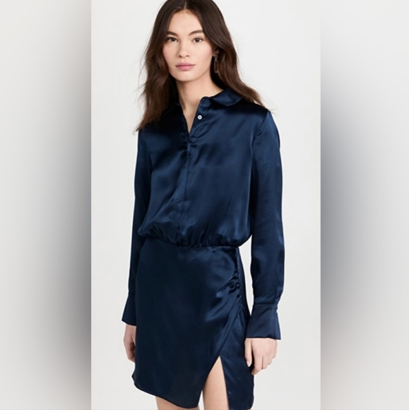 AMANDA UPRICHARD Silk Shelton Dress Blue XS - Picture 2 of 4